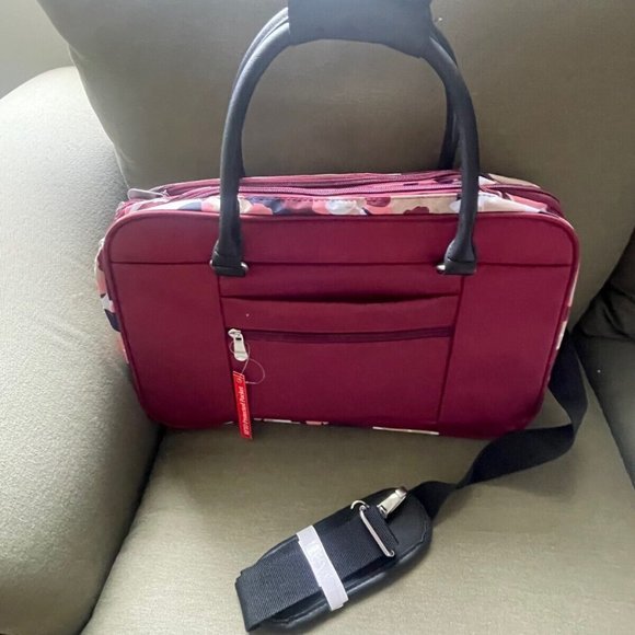 Samantha Brown Carry All Travel Bag BURGUNDY GEO CAMO nwt - Picture 5 of 12